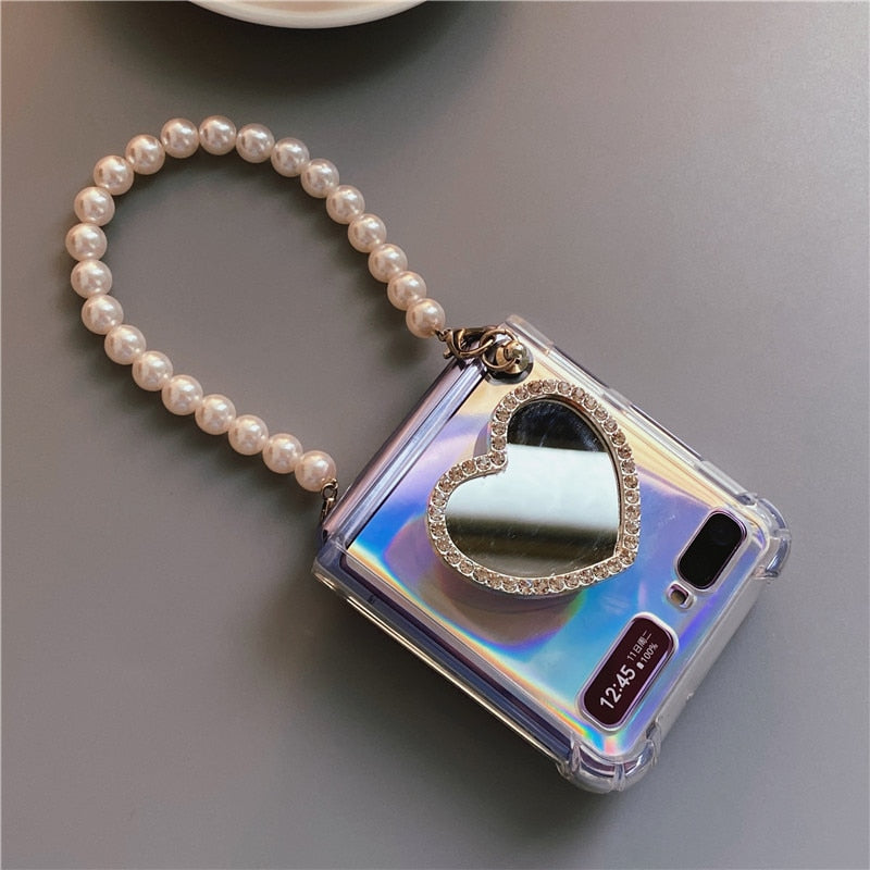 Holo Love Heart Pearl Galaxy Z Flip Case