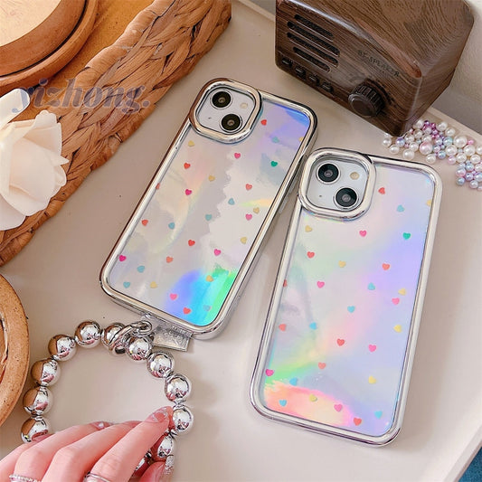 Holo Electroplated Love Heart iPhone Case