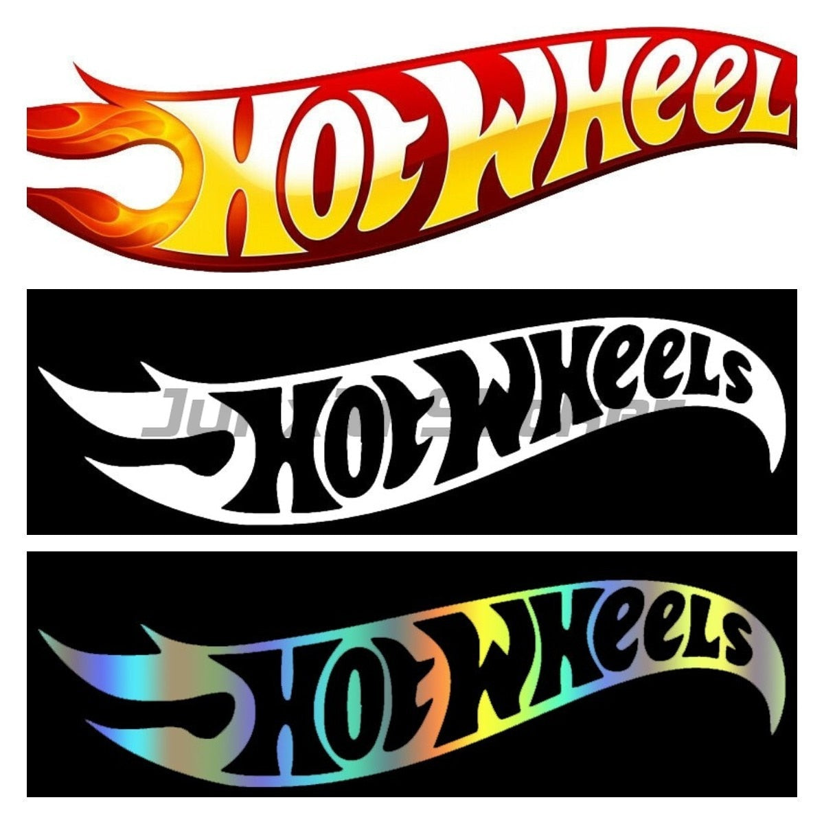 Holographic Hot Wheels Flames Logo