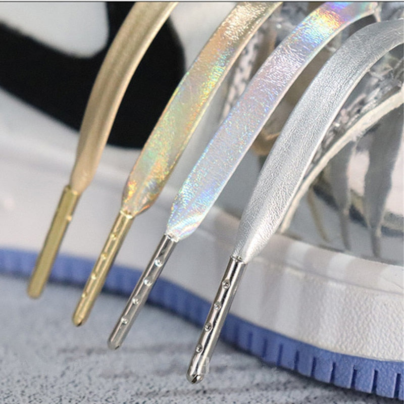 Holo Microfiber Soft Leather Silver / Gold Shoelaces