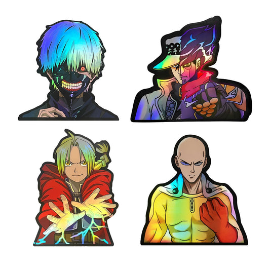 4 piece/set Holographic Anime Stickers