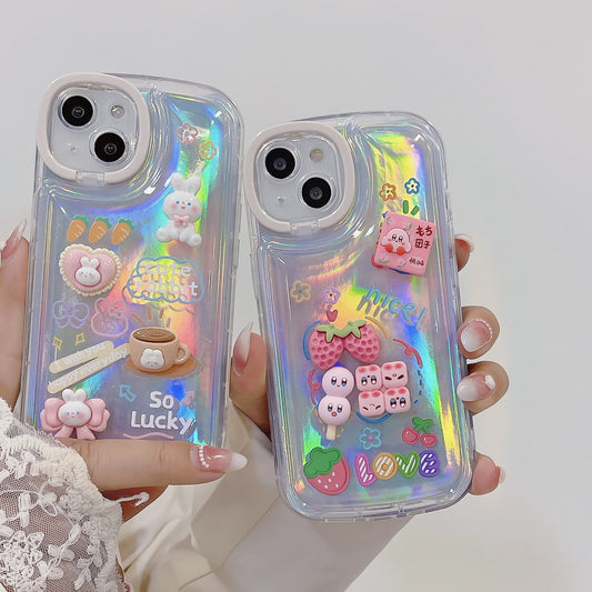 Holo 3D Kirbys kawaii iPhone Case