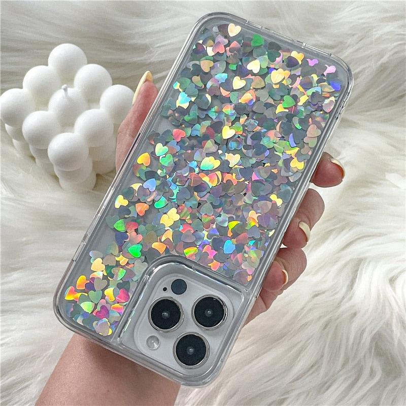 Holo Heart Liquid iPhone Case