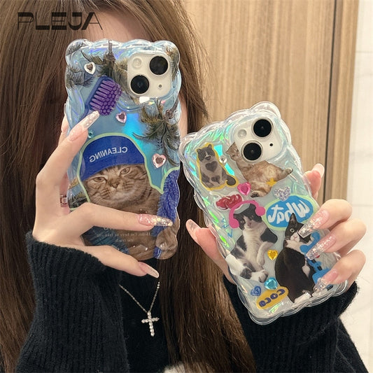 Holo Cute Cat Funny iPhone Case