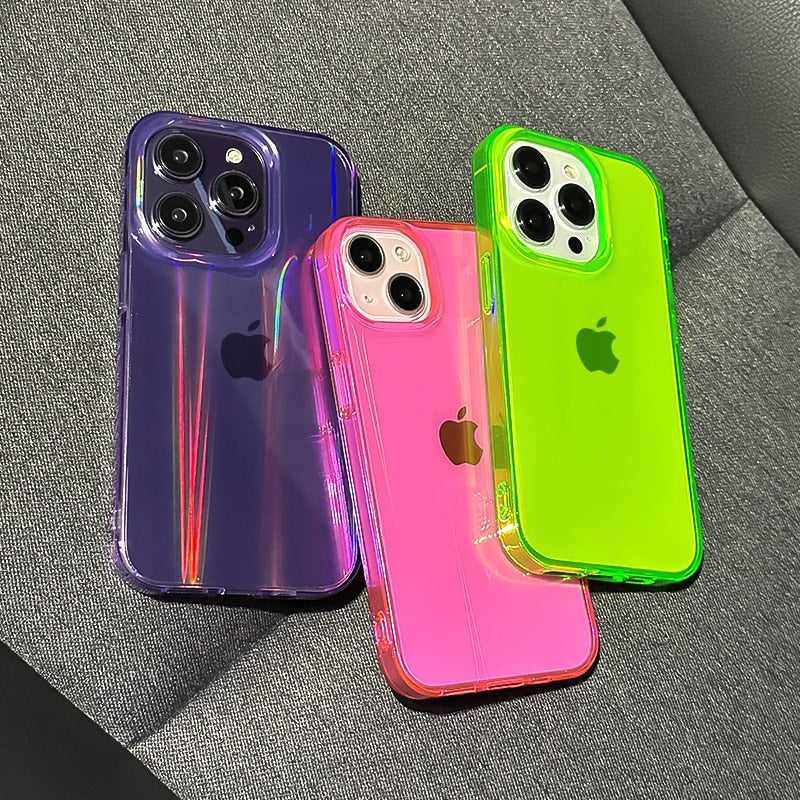 Holo Neon Transparent iPhone Case