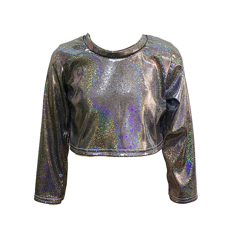 Holographic Shiny Metallic Tops